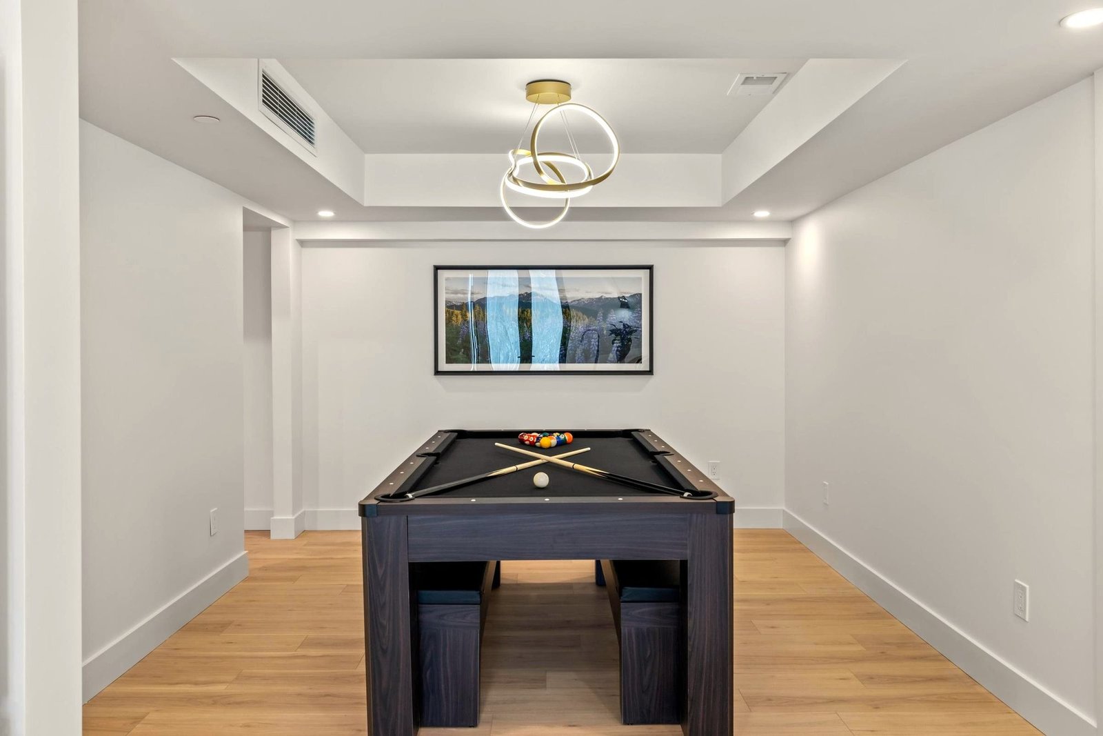 Game room furnished for group entertainment